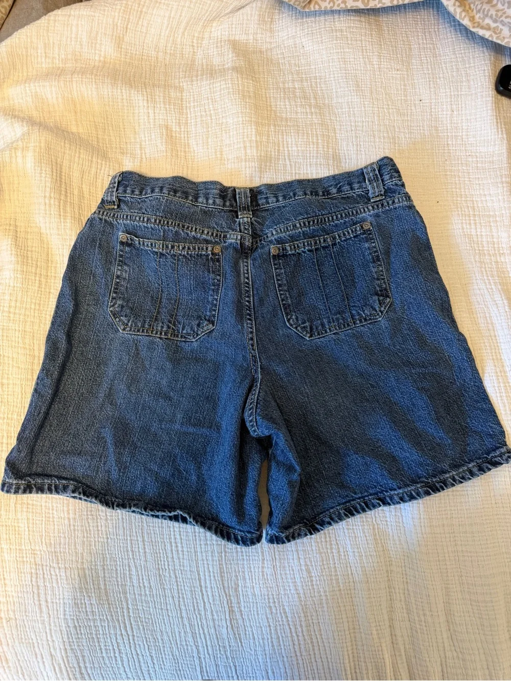Faded Glory Y2K Denim Bermuda Shorts Size 12 Dark Blue Jean Long Shorts